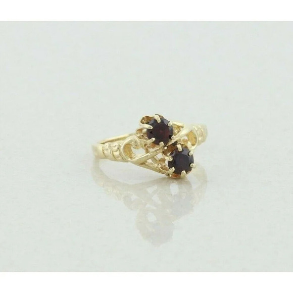 14k Yellow Gold Natural Garnet Band Ring Antique Victorian Ring size 7 - Picture 4 of 9